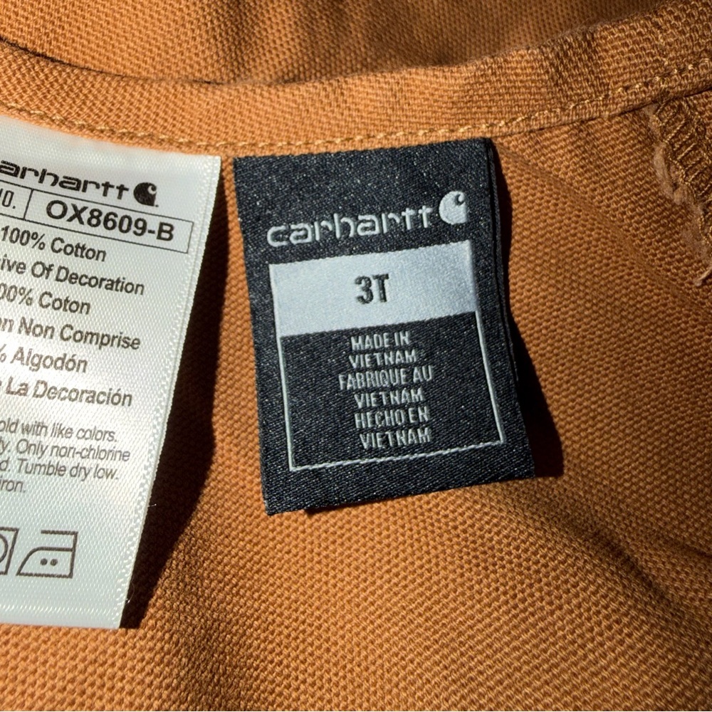 Carhartt Toddler Washed Canvas Duck Bib Overalls Carhartt  Brown Size 3T - Picture 7 of 7
